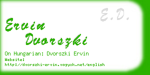 ervin dvorszki business card